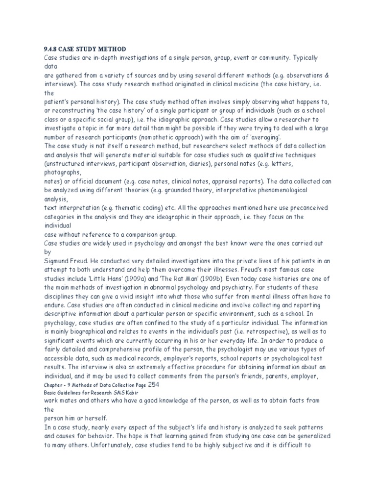 9.4.8 Case Study Method Chapter 9 Methods of Data Collection Page