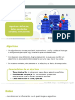 Algoritmo Definición, Datos, Constantes, Variables, Instrucciones