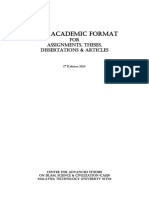 Casis Academic Format: FOR Assignments, Theses, Dissertations & Articles