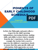 Components of Early Childhood Schedule: Prepared By: Zionelyn S. Bulahan