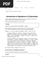 IMOmath - Introduction To Equations in Polynomials