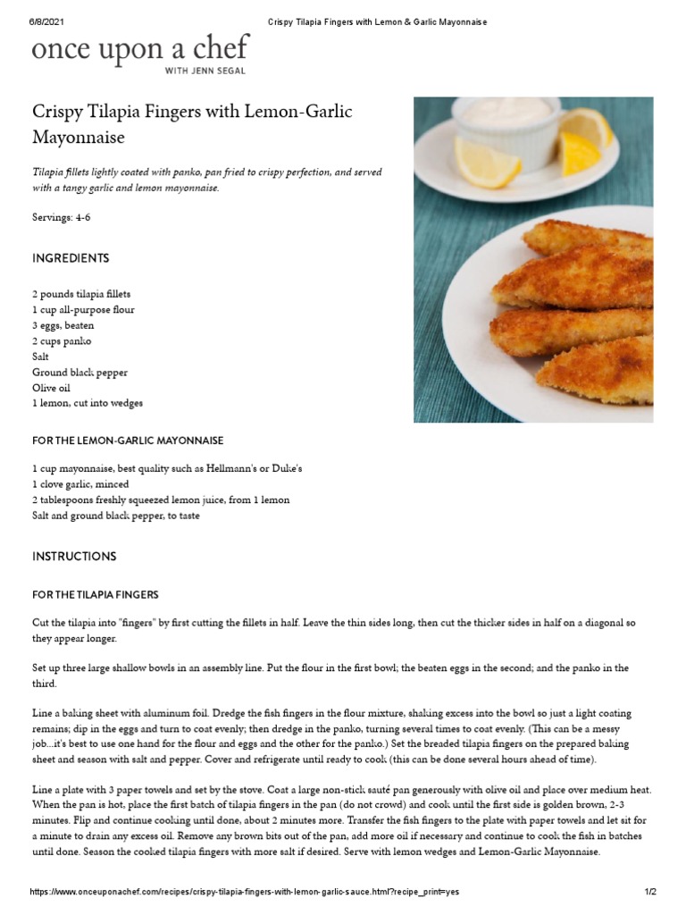 Tilapia PDF Bread Crumbs Mayonnaise