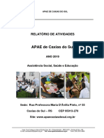 Relatório de atividades da APAE de Caxias do Sul em 2019