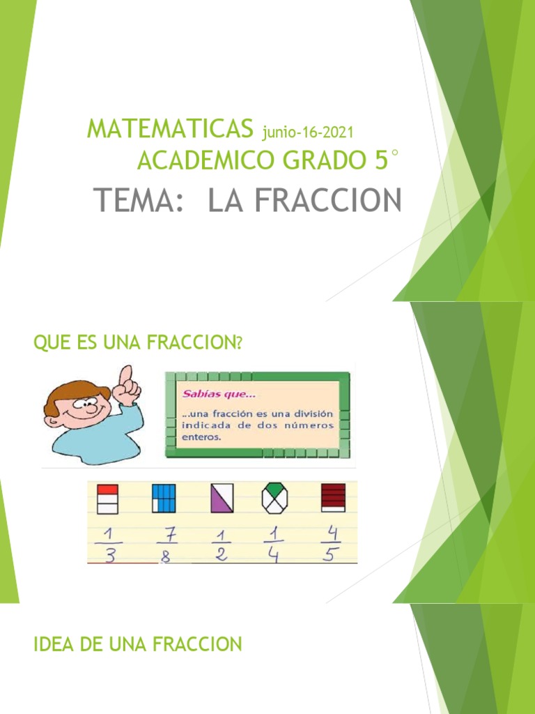 Conceptos Básicos de Fracciones Grado 5° | PDF