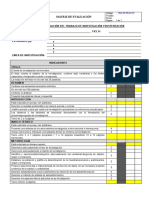 Rúbrica de Trabajo de Investigación y Sustentación