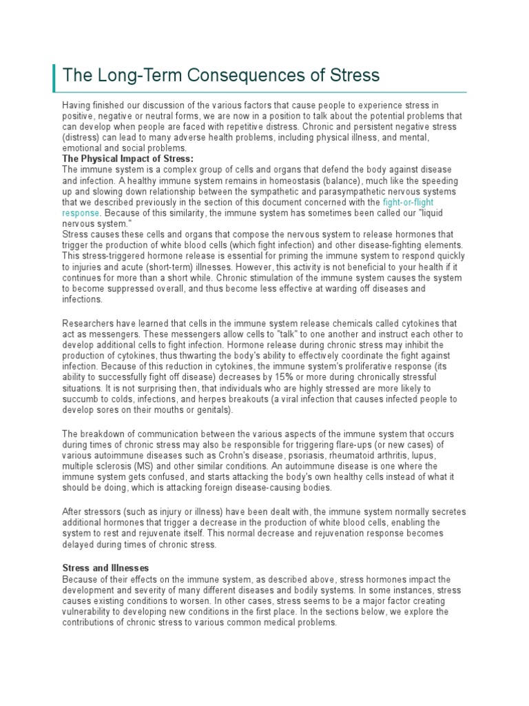 Health Consequences of Living Chronic Stress | PDF | Stress (Biology ...
