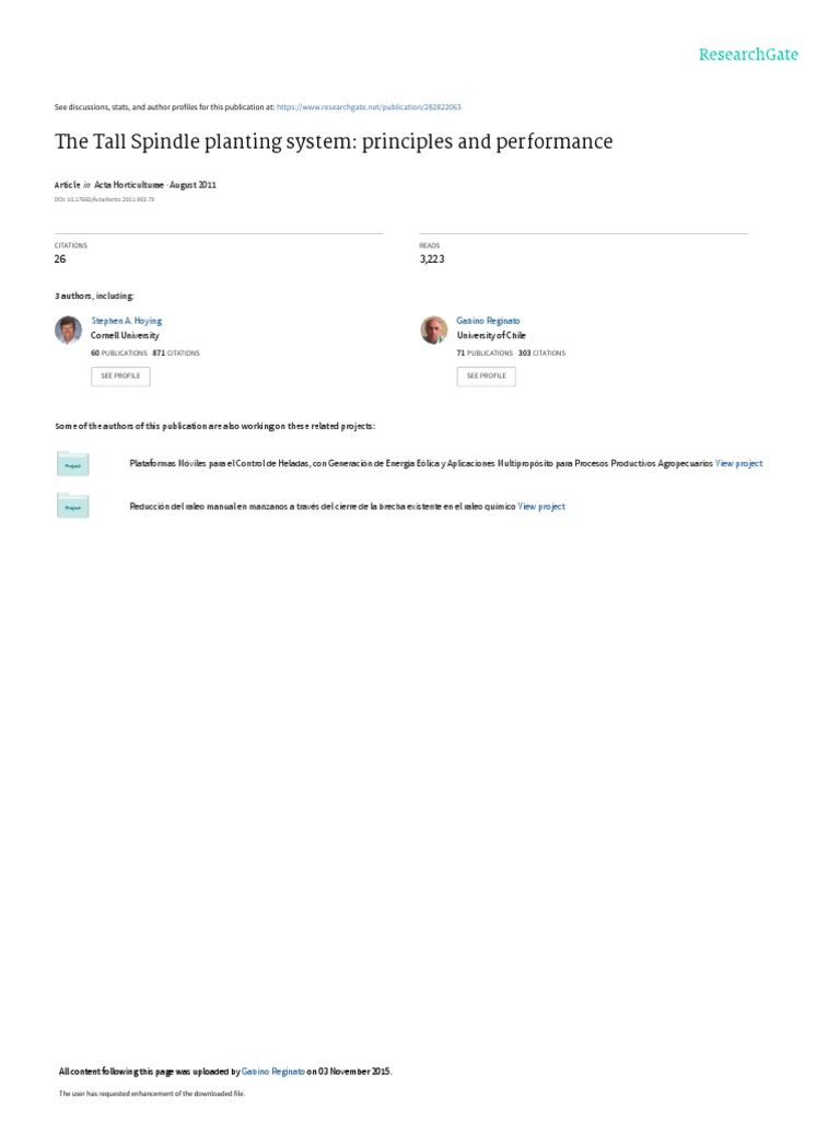 The Tall Spindle Planting System: Principles and Performance | PDF ...