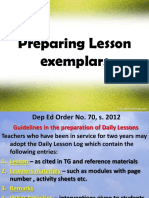 Preparing Lesson Exemplars PAFTE 2014