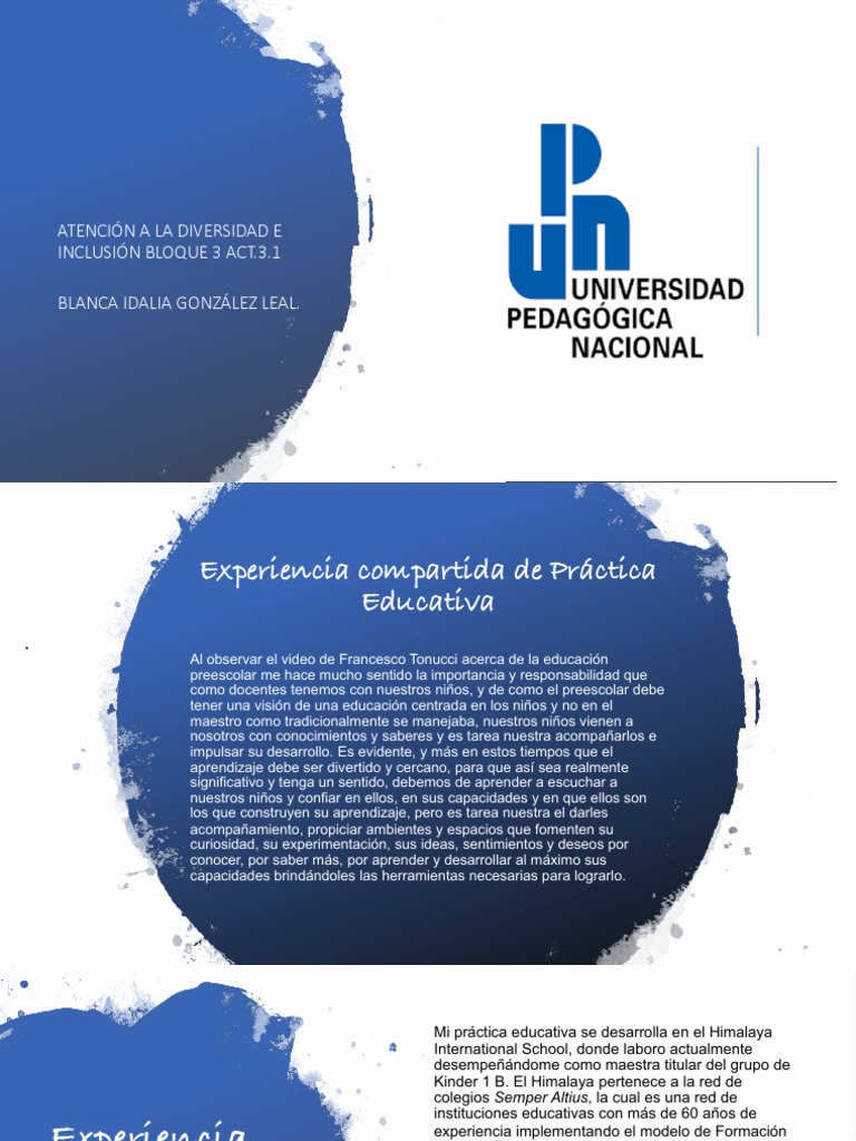Inclusión y Diversidad en Educación Preescolar | PDF | Educación de la ...