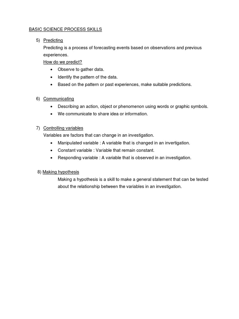 Basic Science Process Skills 2 | PDF