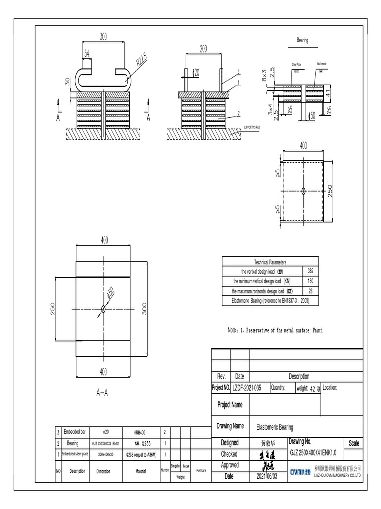 Appendix 01 Drawings of Elastomeric Bearing | PDF | Mechanical ...