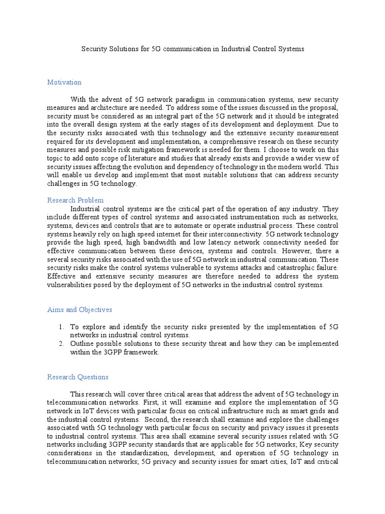 5G Security Solutions for Industrial Control | PDF | Internet Of Things ...