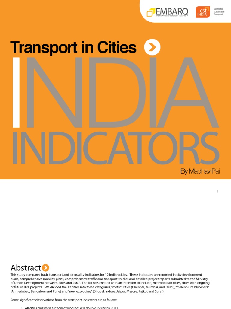 Indian Urban Transport Analysis | PDF | Public Transport | Transport