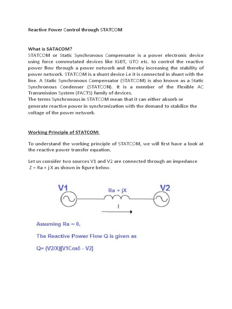 Reactive Power Control Using STATCOM | PDF | Power Inverter | Ac Power
