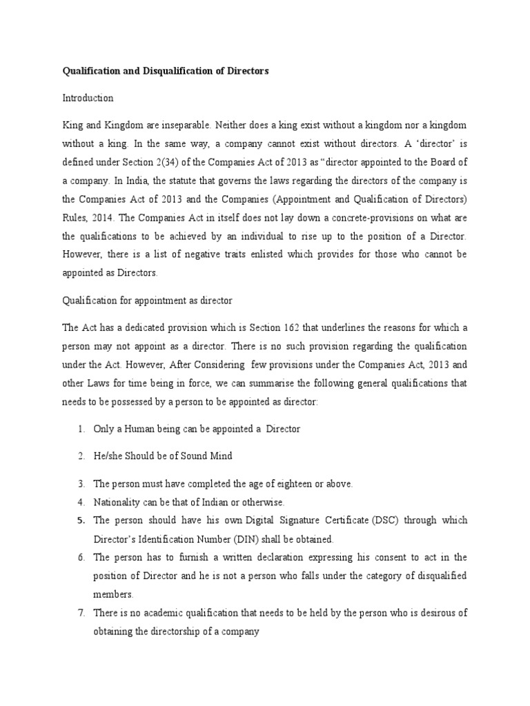 Directors: Qualifications & Disqualifications | PDF | Moral Turpitude ...