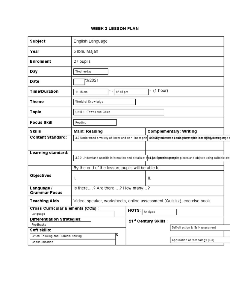Lesson Plan Template | PDF | Lesson Plan | Worksheet
