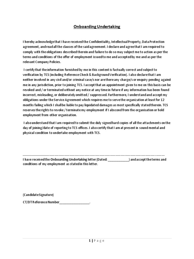 Onboarding and Eligibility Undertaking Form | PDF | Common Law | Government