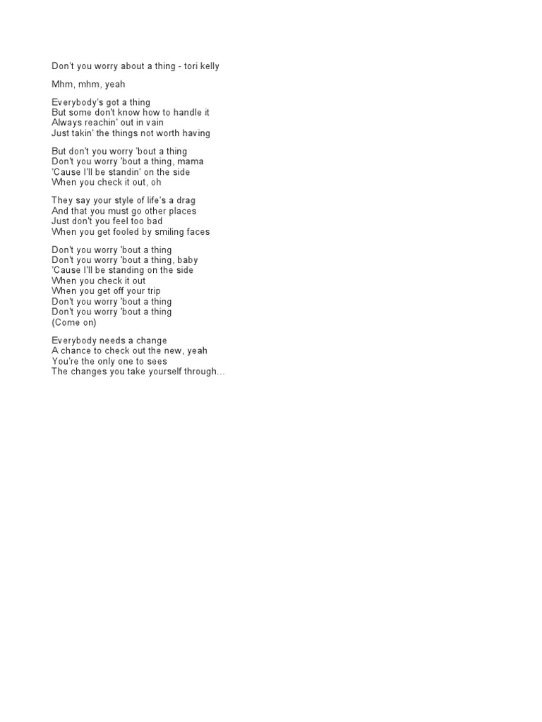Don't You Worry About A Thing - Tori Kelly | PDF