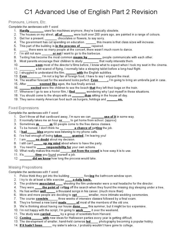 C1 Advanced Use of English Exercises | PDF