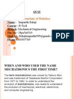 Fundamentals of Robotics quiz