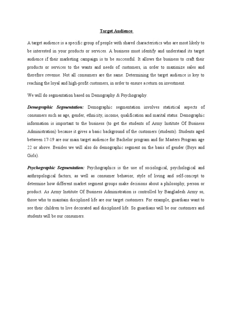 Target Audience & Competitive Analysis | PDF | Target Audience | Market ...