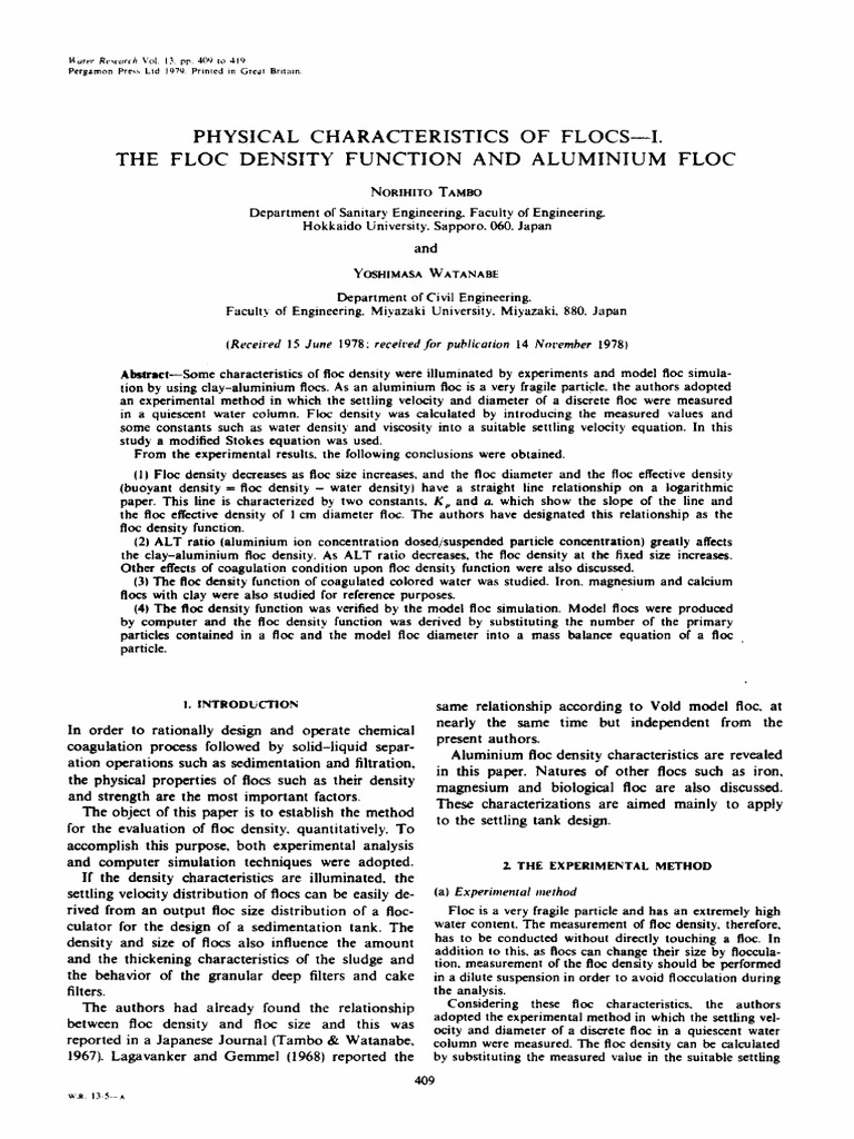 Physical Characteristics of F L O C S - I - The Floc Density Function ...