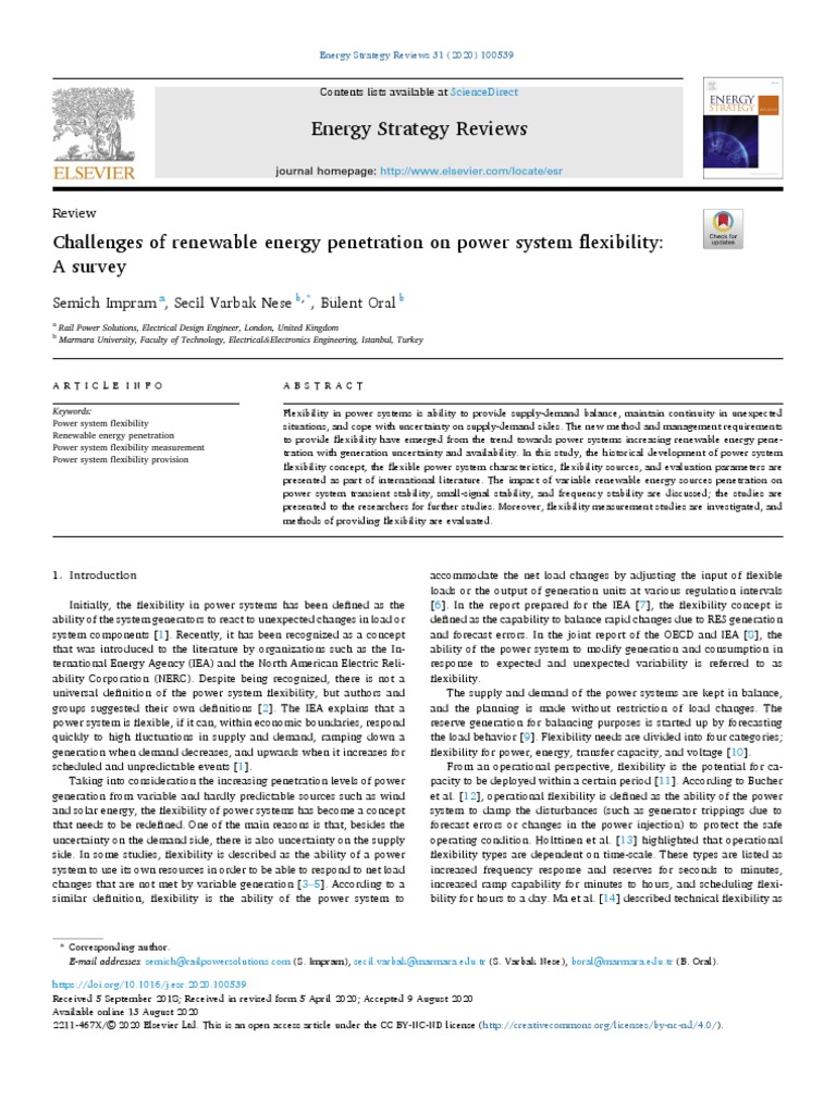Challenges of Renewable Energy Penetration On Power System Flexibility ...
