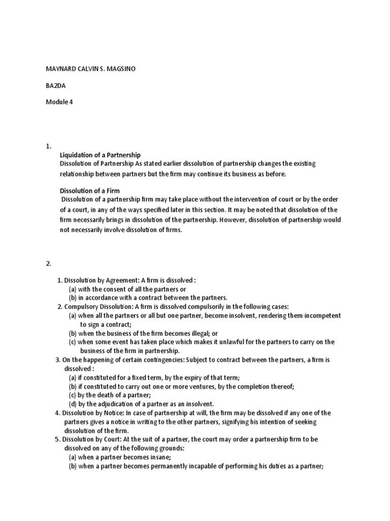 Module 4 | PDF | Partnership | Liquidation
