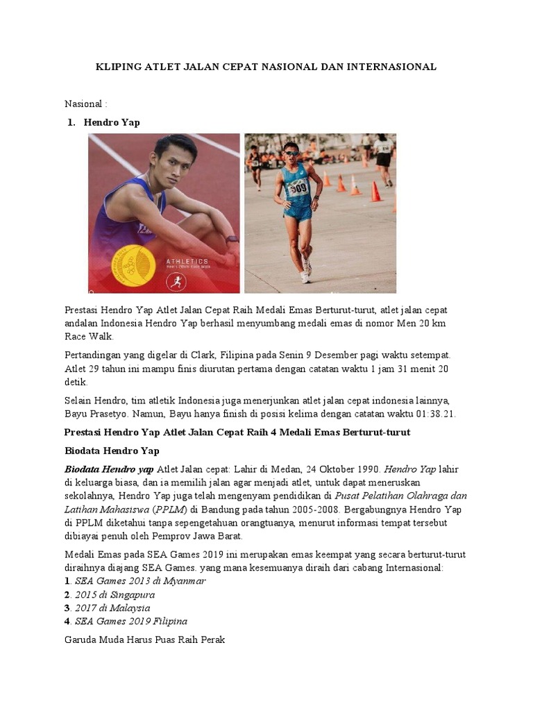 Atlet Jalan Cepat Nasional Dan Internasional Pdf