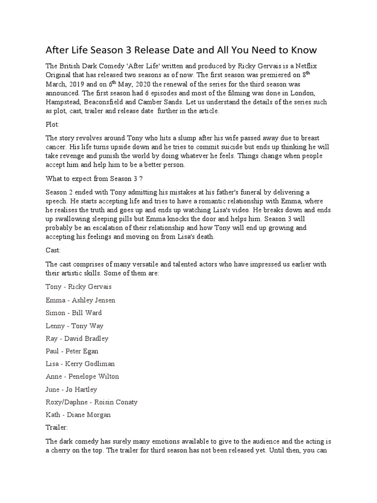 After Life Season 3 Release Date PDF
