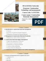 Bule Hora University Program: Construction Technology and Management Course Code: Cotm 5293 Course Name: Construction Materials Management