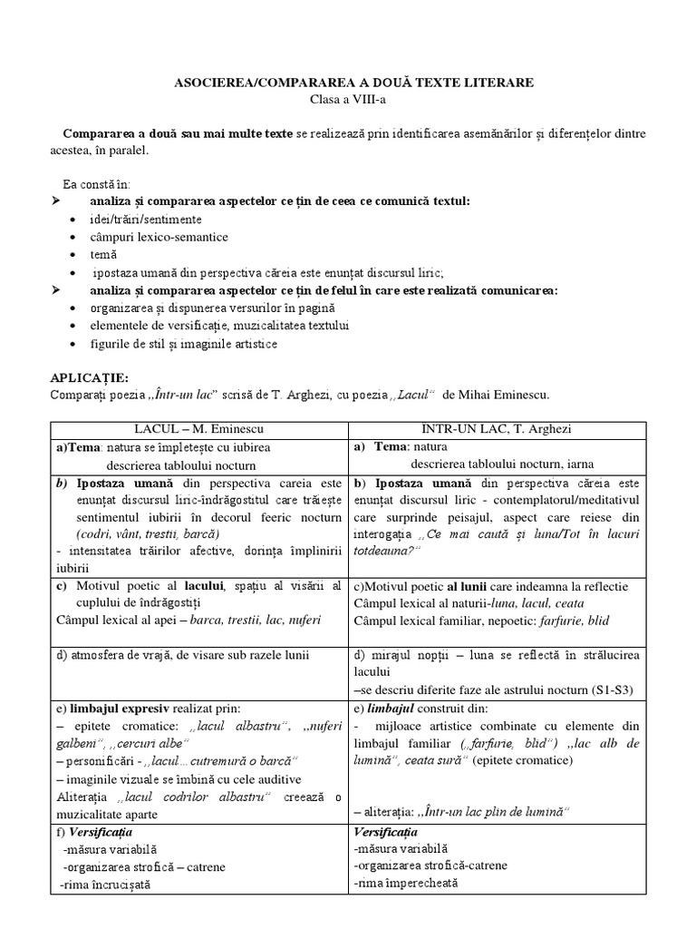 Compararea A Doua Texte VIII | PDF