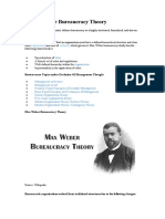 1) Max Weber Bureaucracy Theory: Regulations Authority