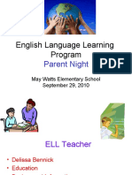 English Language Learning Program: Parent Night