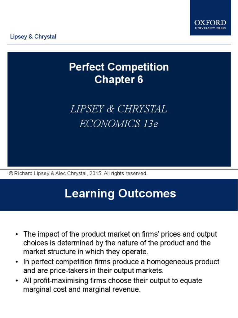 Perfect Competition Lipsey & Chrystal Economics 13E PDF Perfect