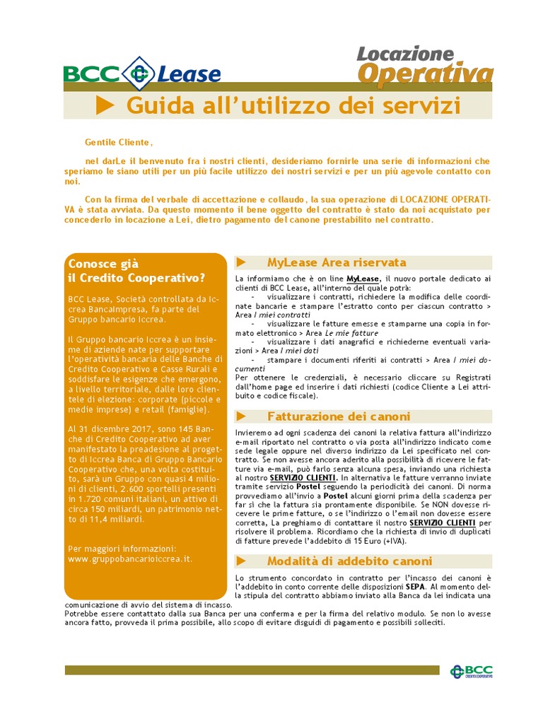 Kit Benvenuto BCC Lease LO 2019 | PDF
