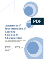 Assessment of Implementation of Learning Community Characteristics