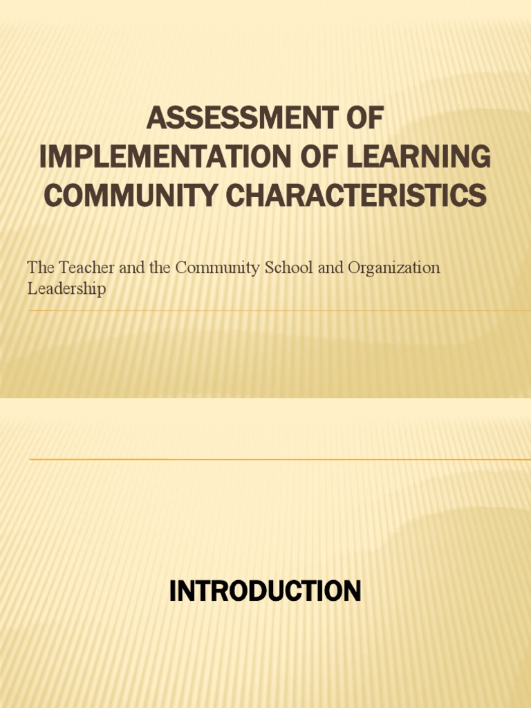 Assessment of Implementation of Learning Community Characteristics ...