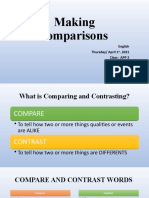 Making Comparisons: English Thursday/ April 1, 2021 Class: APP 2