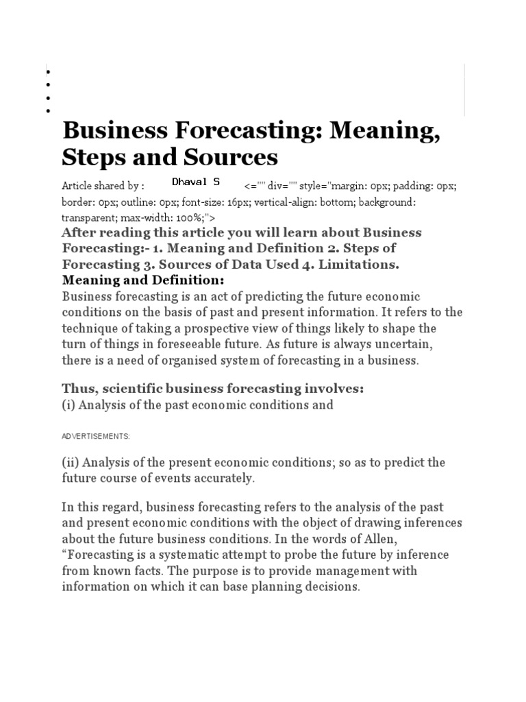 Basics of Business Forecasting | PDF | Forecasting | Methodology