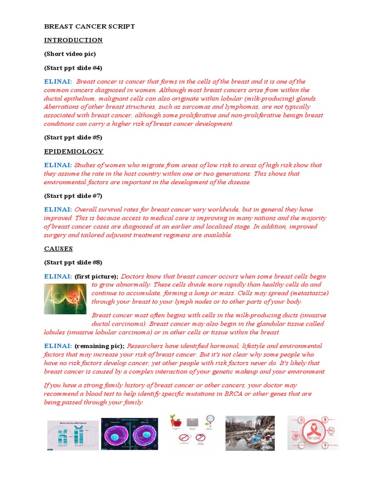 Elinai:: Breast Cancer Script (Short Video Pic) (Start PPT Slide #4 ...