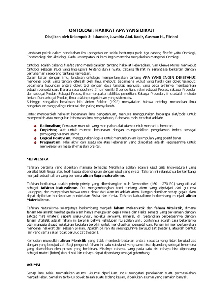 Makalah Ontologi