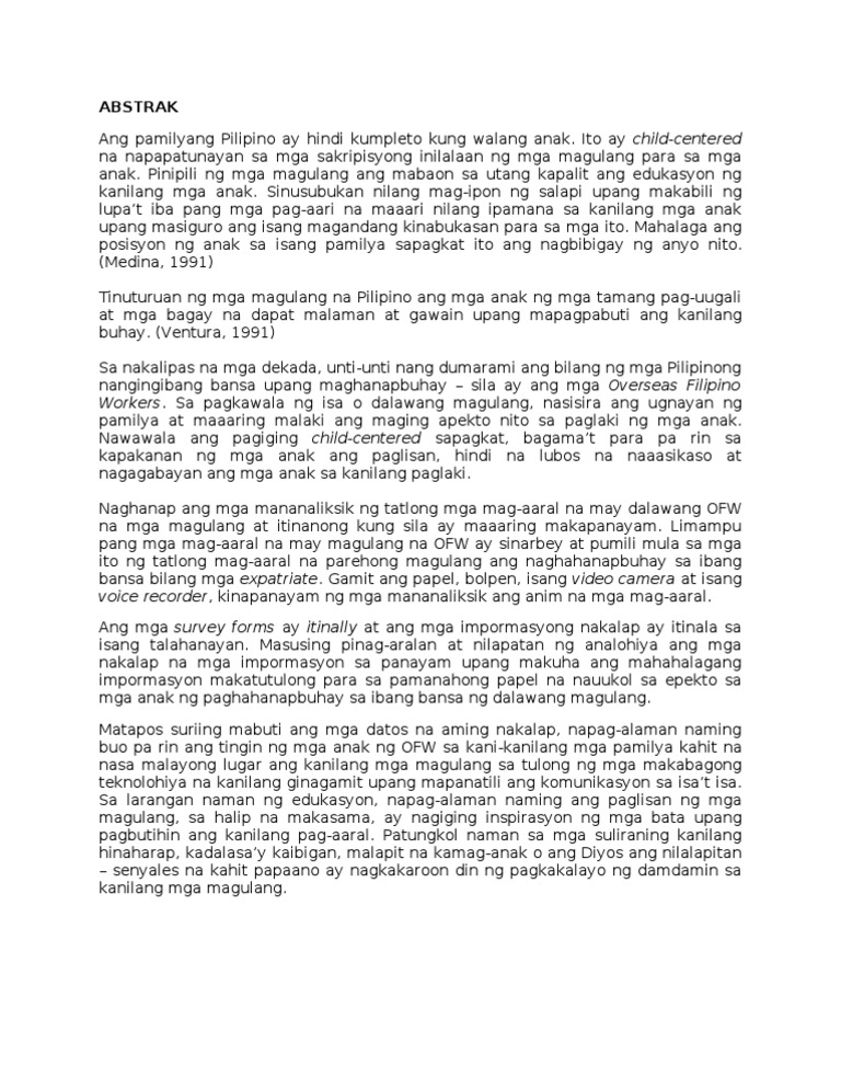 Akademikong Pagsulat Abstrak Halimbawa - pagsulatsay