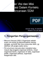 K3 - PERENCANAAN SDM (Peran Visi Dan Misi Organisasi Dan Analisis Jabatan Untuk Perencanaan SDM)