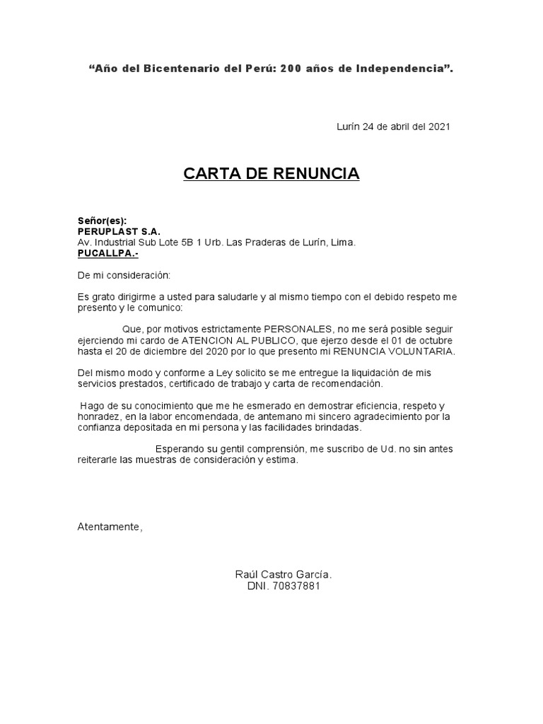 Carta De Reconsideracion Pdf