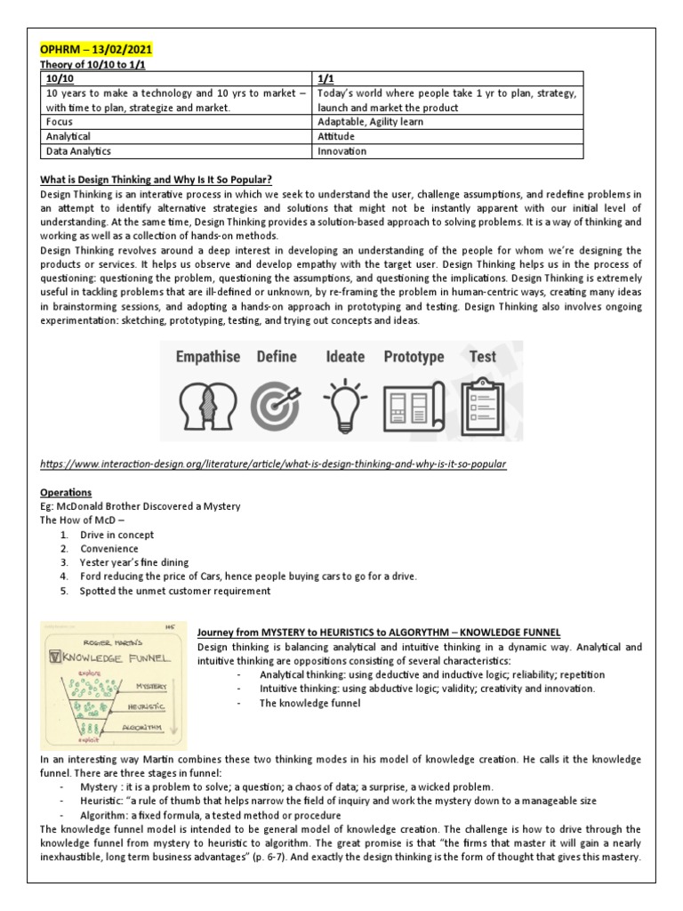 Design Thinking and Knowledge Funnel Insights | PDF | Design Thinking ...