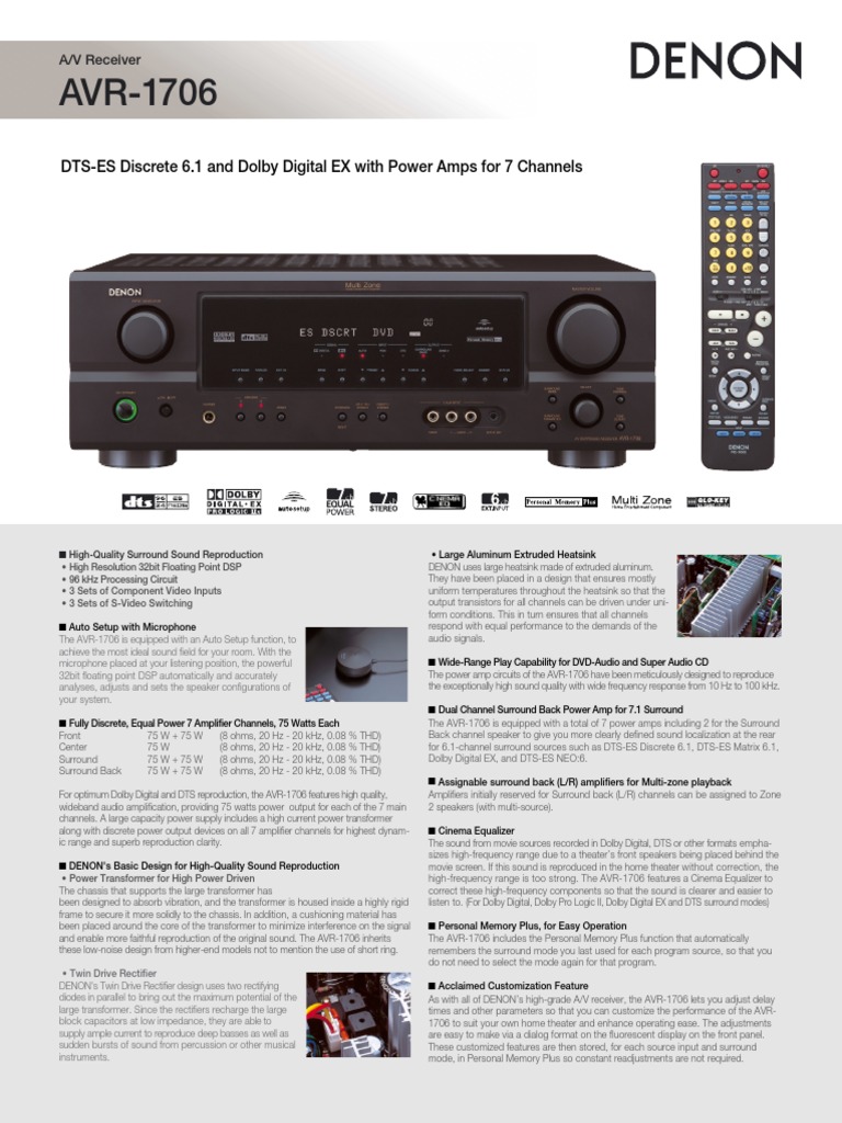 DTSES Discrete 6.1 and Dolby Digital EX With Power Amps For 7 Channels