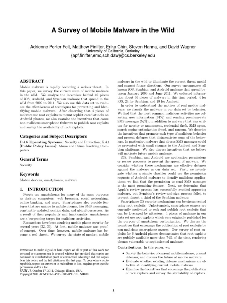 A Survey of Mobile Malware in The Wild | PDF | Malware | Android ...