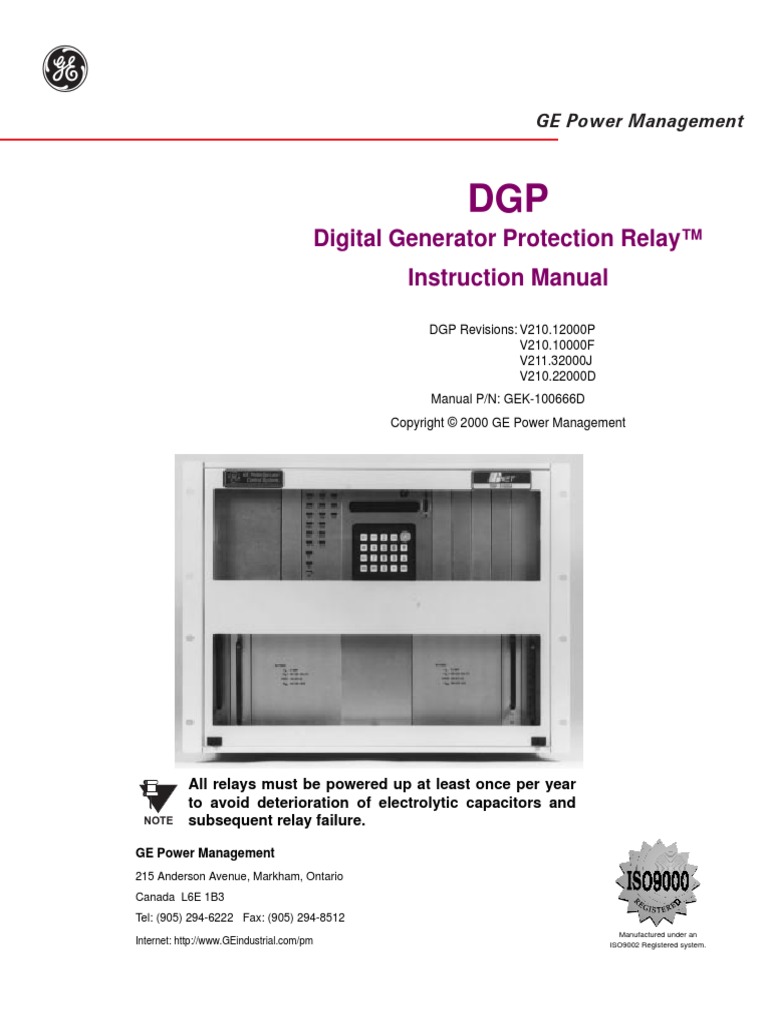 Generator Protection Relay DGP Manual | PDF | Computer Engineering ...