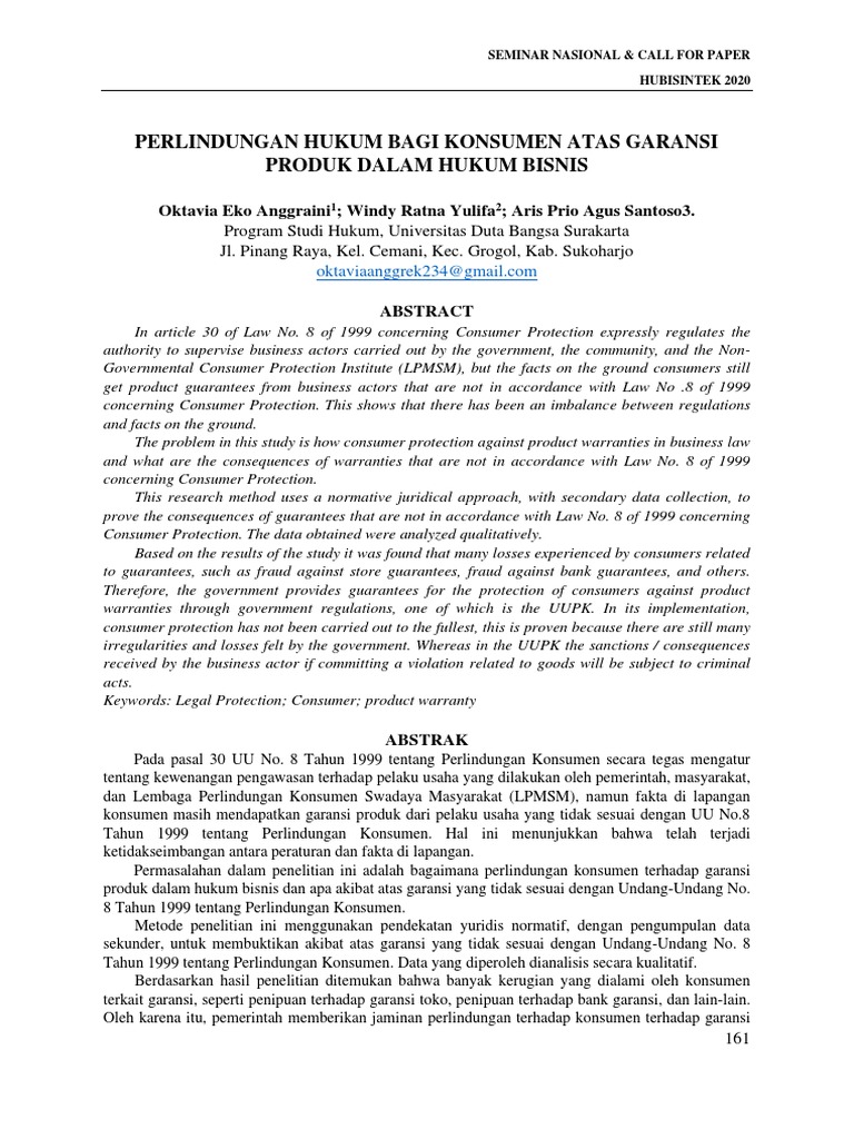 Analysis of Legal Protection for Consumers Regarding Product Warranties